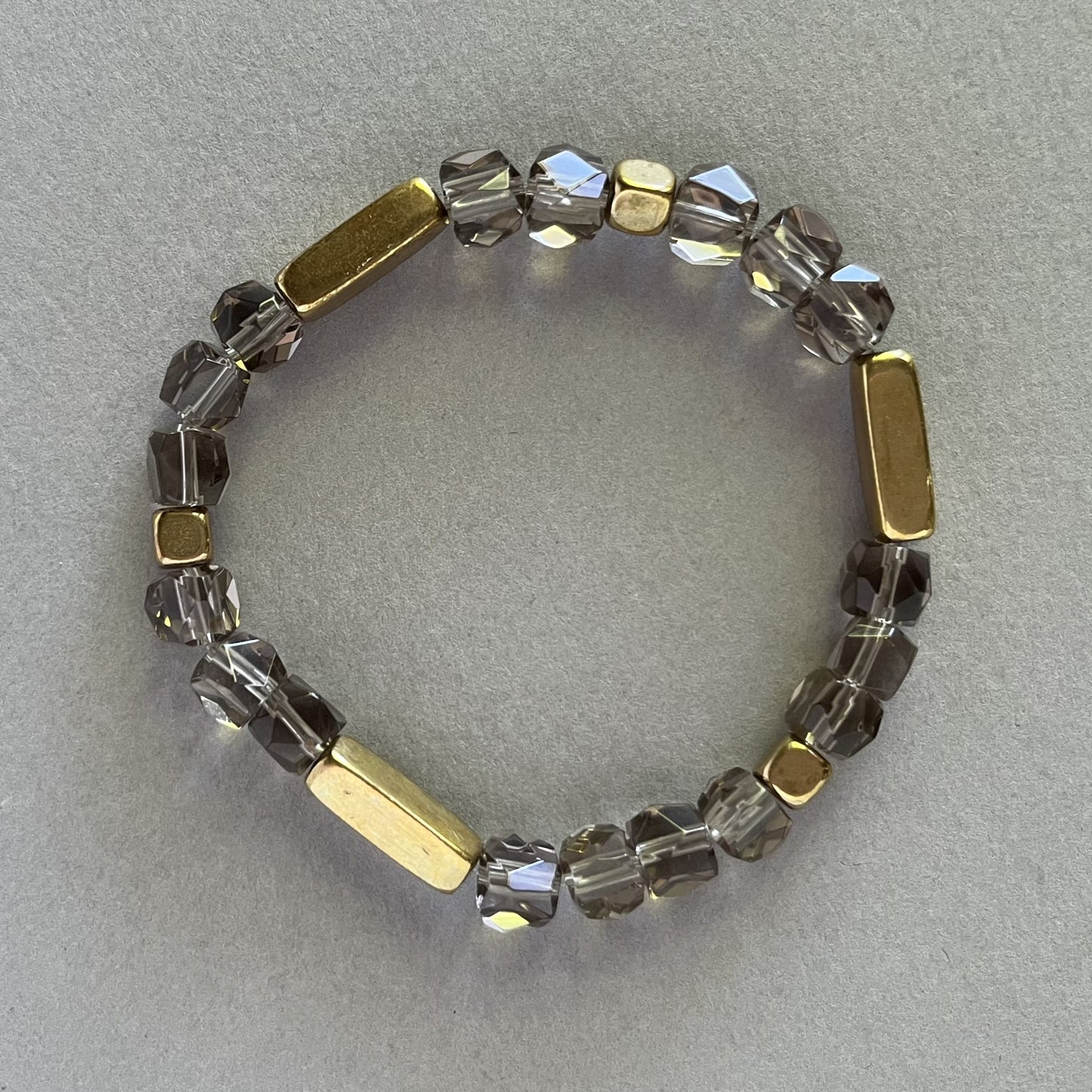 Smokey Quartz Bracelet with Brass Accents