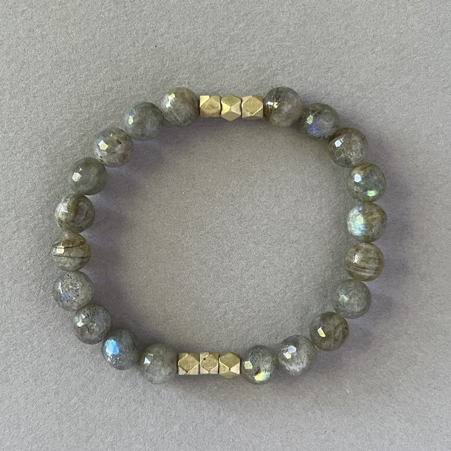 Labradorite Bracelet with Brass Accents