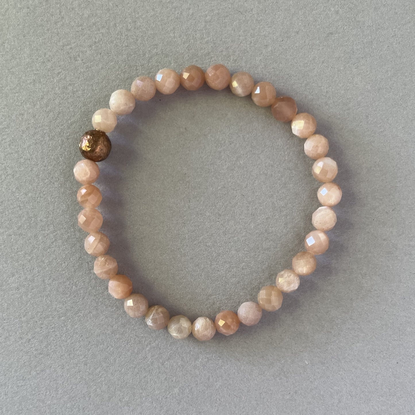 Peach Moonstone Bracelet with Copper Accent