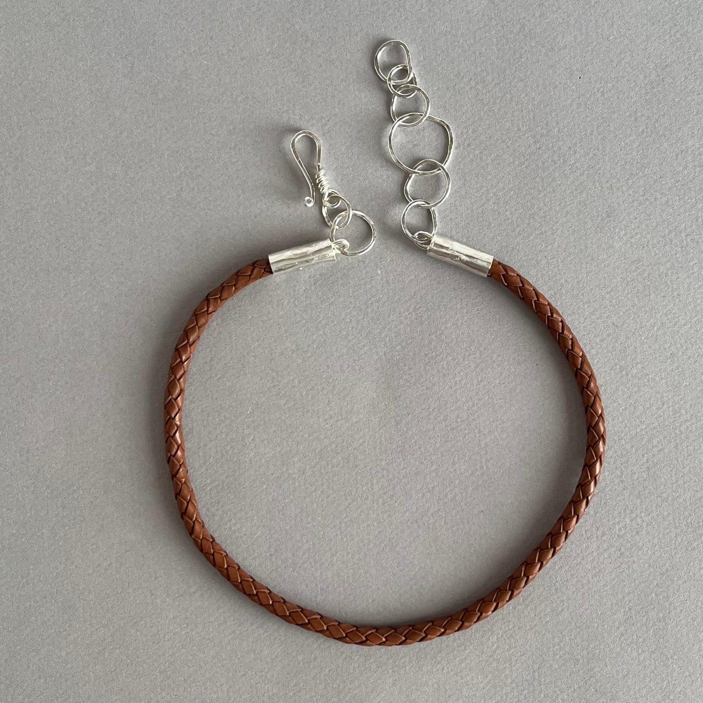 Braided Leather Choker/Necklace With Hand-Forged Sterling Clasp