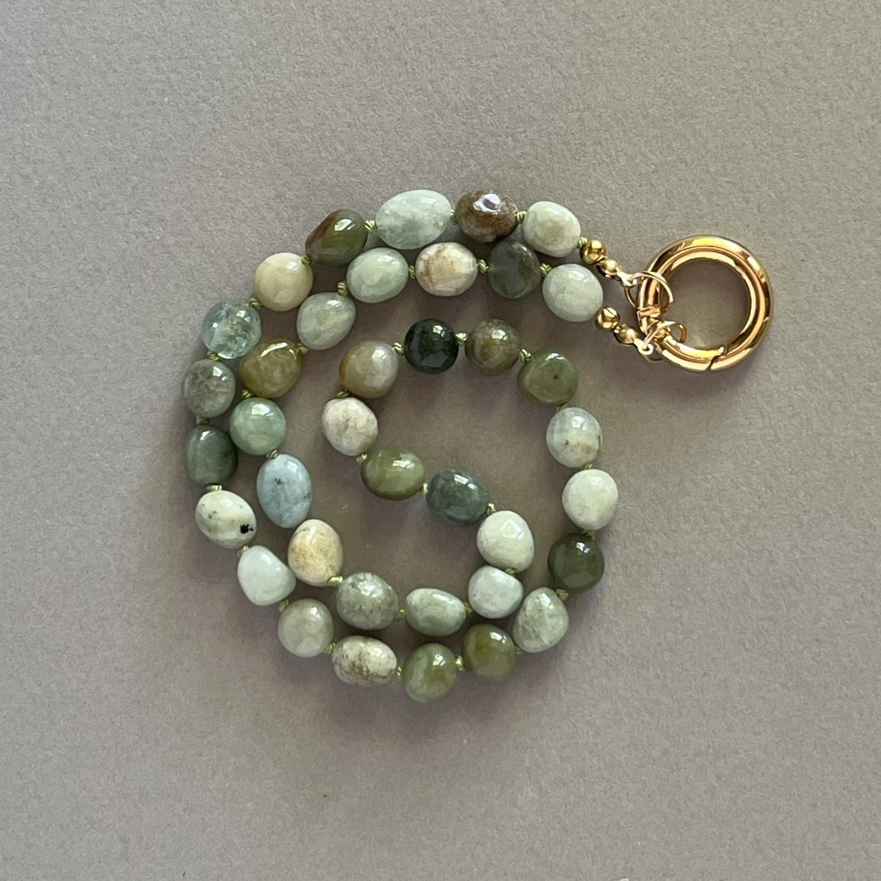 Jade Necklace with Gold Tones