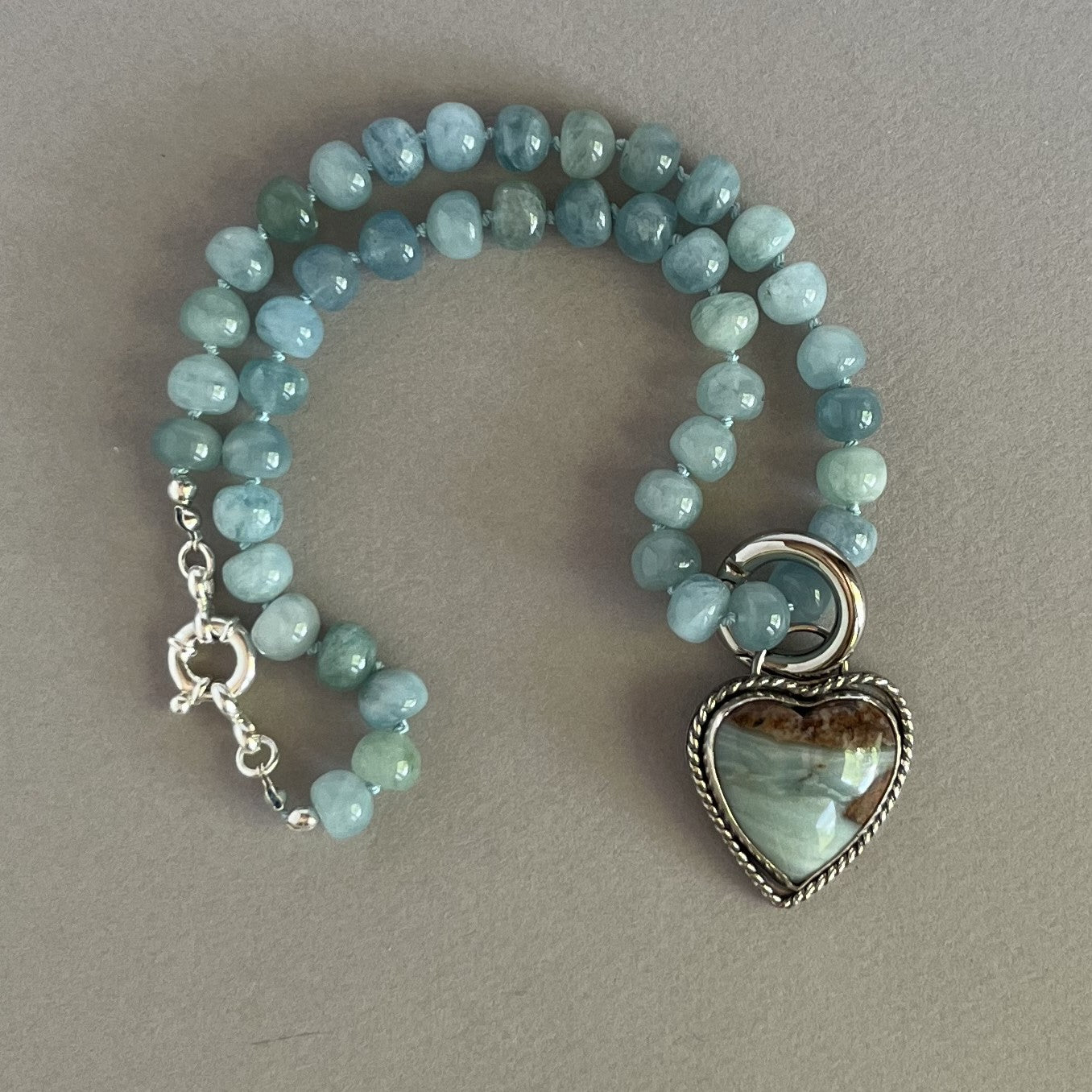Heart Shaped Ocean Picture Stone Pendant
