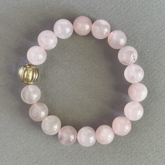 Rose Quartz Bracelet with Accent Bead