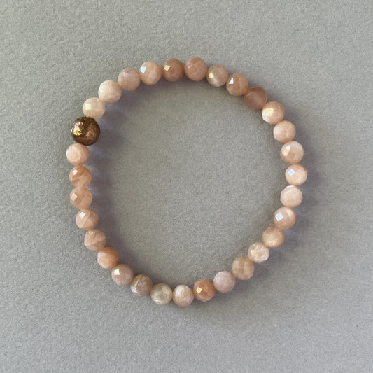 Peach Moonstone Bracelet with Copper Accent