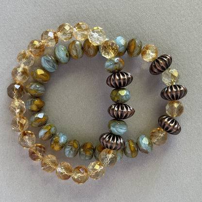 Citrine Bracelet with Vintage Copper and Czech Glass Accents