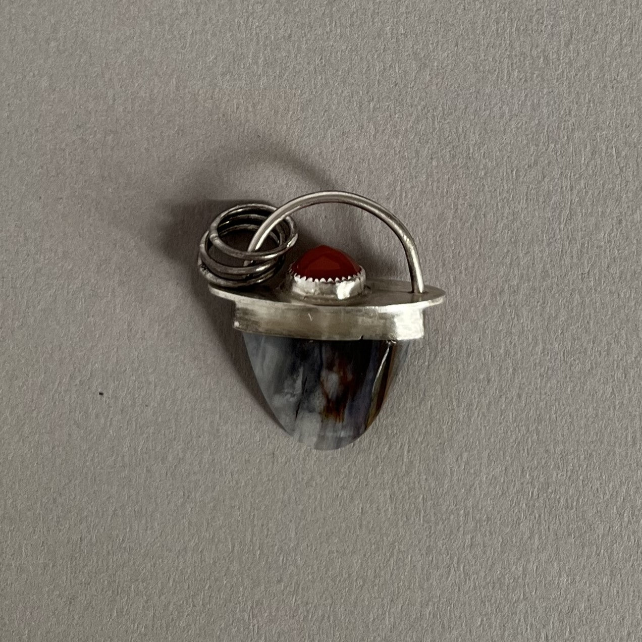 Petrified Wood & Carnelian Pendant