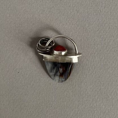 Petrified Wood & Carnelian Pendant