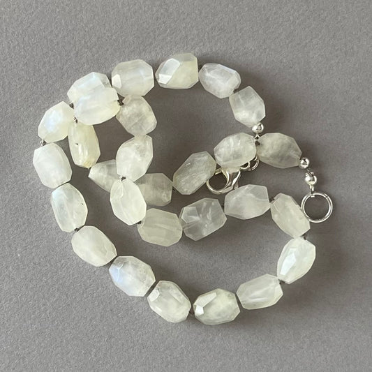 Hand-knotted Rainbow Moonstone Necklace