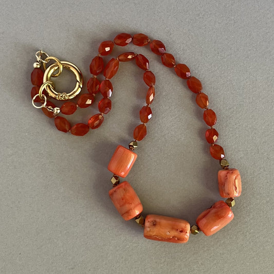 Carnelian and Coral Necklace