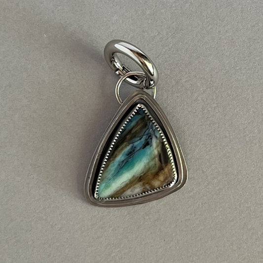 Blue Opalized Petrified Wood Pendant