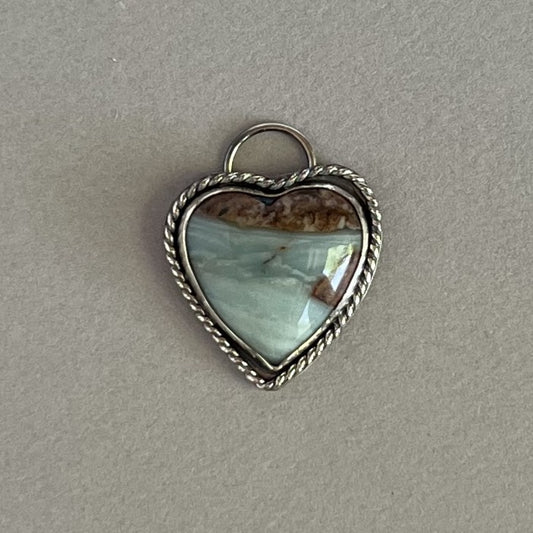 Heart Shaped Ocean Picture Stone Pendant